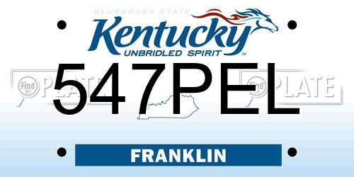 547PEL Kentucky License Plate
