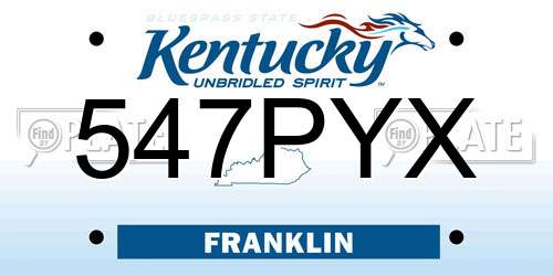 547PYX Kentucky License Plate