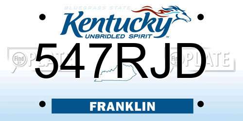 547RJD Kentucky License Plate