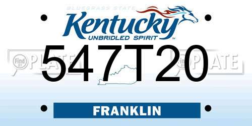 547T20 Kentucky License Plate