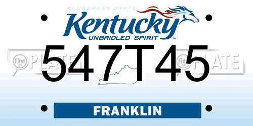 547T45 Kentucky License Plate