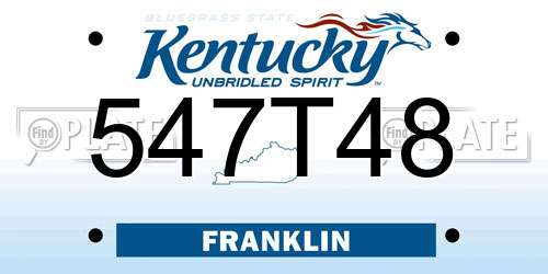 547T48 Kentucky License Plate