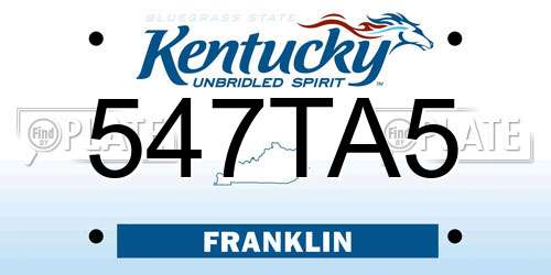 547TA5 Kentucky License Plate