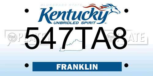 547TA8 Kentucky License Plate