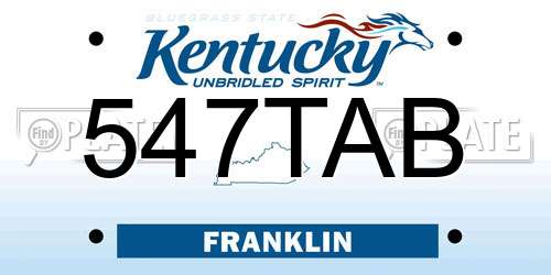 547TAB Kentucky License Plate