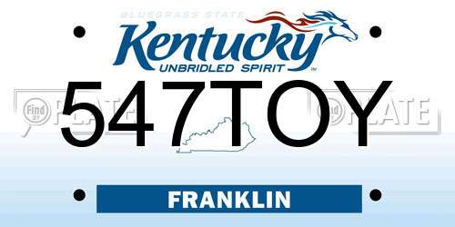547TOY Kentucky License Plate
