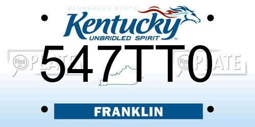 547TT0 Kentucky License Plate
