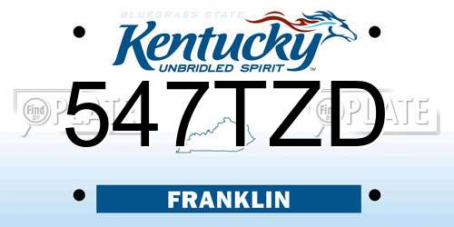 547TZD Kentucky License Plate