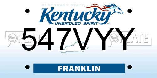 547VYY Kentucky License Plate
