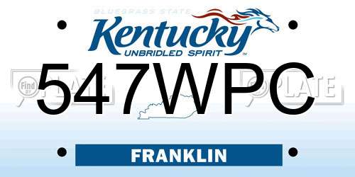 547WPC Kentucky License Plate