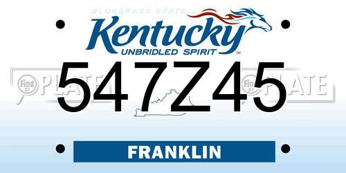 547Z45 Kentucky License Plate