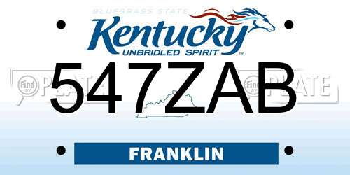 547ZAB Kentucky License Plate