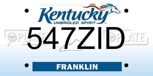 547ZID Kentucky License Plate