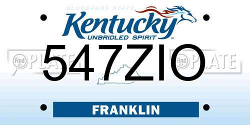 547ZIO Kentucky License Plate