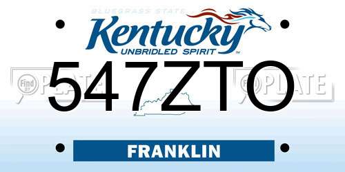 547ZTO Kentucky License Plate