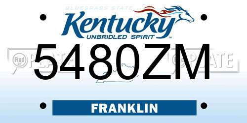 5480ZM Kentucky License Plate