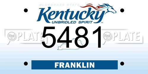 5481 Kentucky License Plate