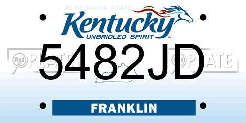 5482JD Kentucky License Plate