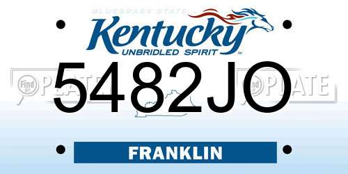 5482JO Kentucky License Plate