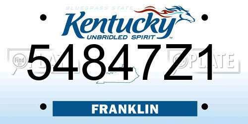 54847Z1 Kentucky License Plate
