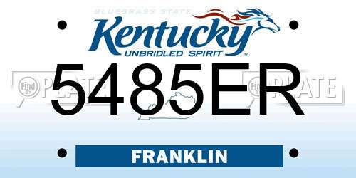 5485ER Kentucky License Plate