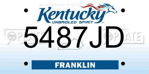 5487JD Kentucky License Plate