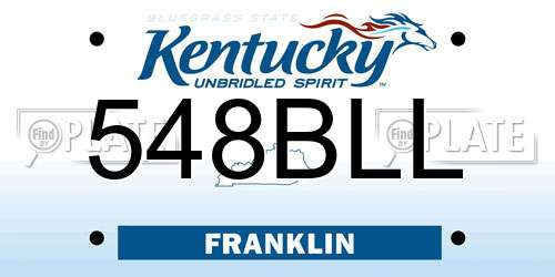 548BLL Kentucky License Plate
