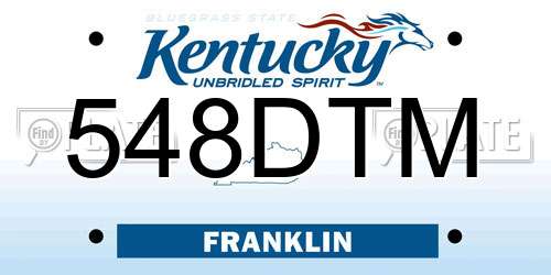 548DTM Kentucky License Plate