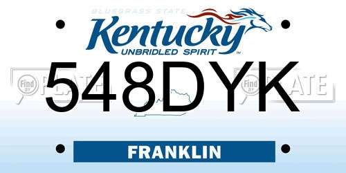 548DYK Kentucky License Plate