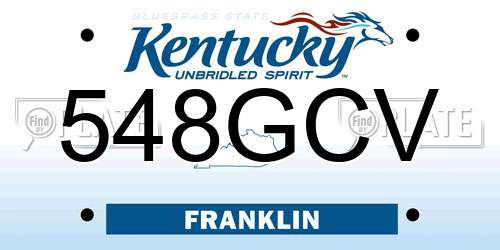 548GCV Kentucky License Plate