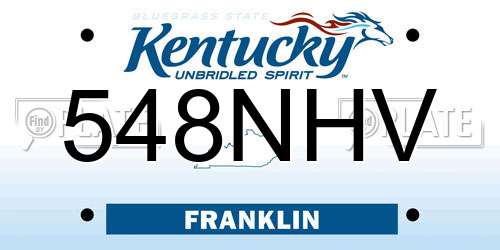 548NHV Kentucky License Plate