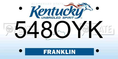 548OYK Kentucky License Plate