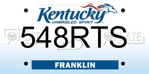 548RTS Kentucky License Plate