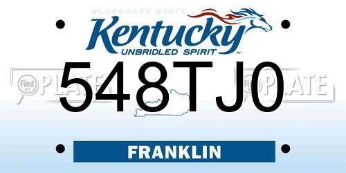 548TJ0 Kentucky License Plate