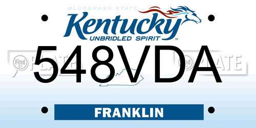 548VDA Kentucky License Plate