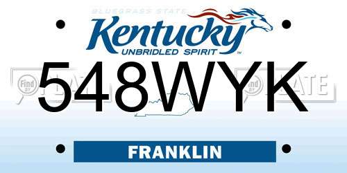 548WYK Kentucky License Plate