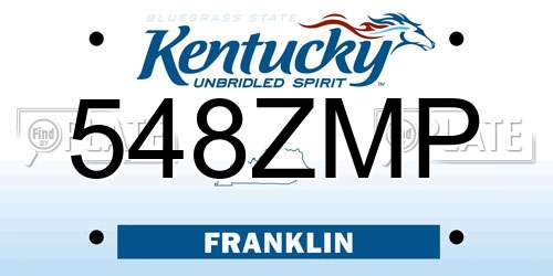 548ZMP Kentucky License Plate