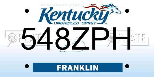 548ZPH Kentucky License Plate