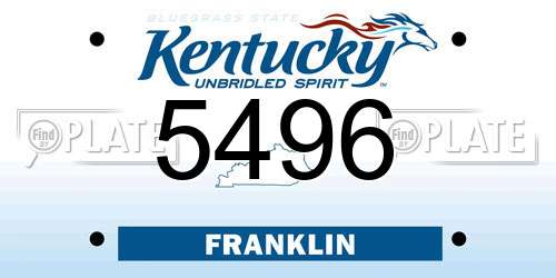 5496 Kentucky License Plate