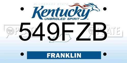 549FZB Kentucky License Plate
