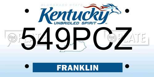 549PCZ Kentucky License Plate