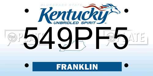 549PF5 Kentucky License Plate