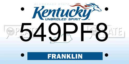 549PF8 Kentucky License Plate