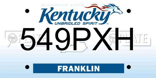 549PXH Kentucky License Plate