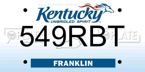 549RBT Kentucky License Plate