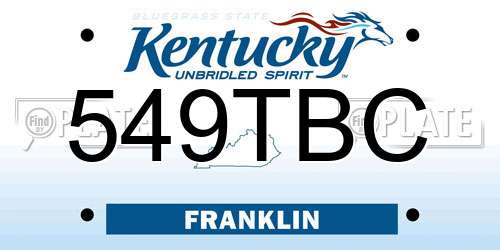 549TBC Kentucky License Plate