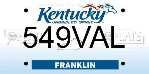 549VAL Kentucky License Plate