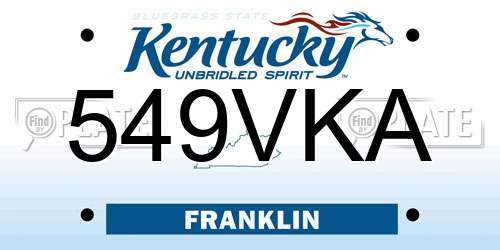 549VKA Kentucky License Plate