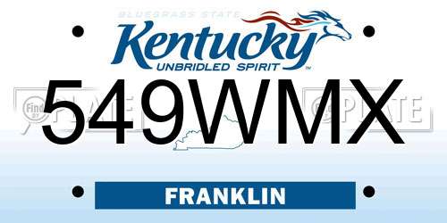 549WMX Kentucky License Plate