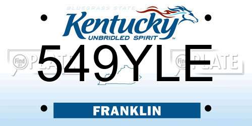 549YLE Kentucky License Plate